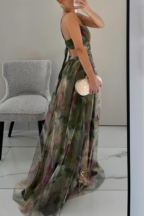 Esme - Fließendes bedrucktes Kleid
