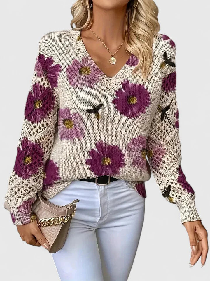 Clara - Eleganter Blumensweater