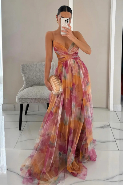 Esme - Fließendes bedrucktes Kleid