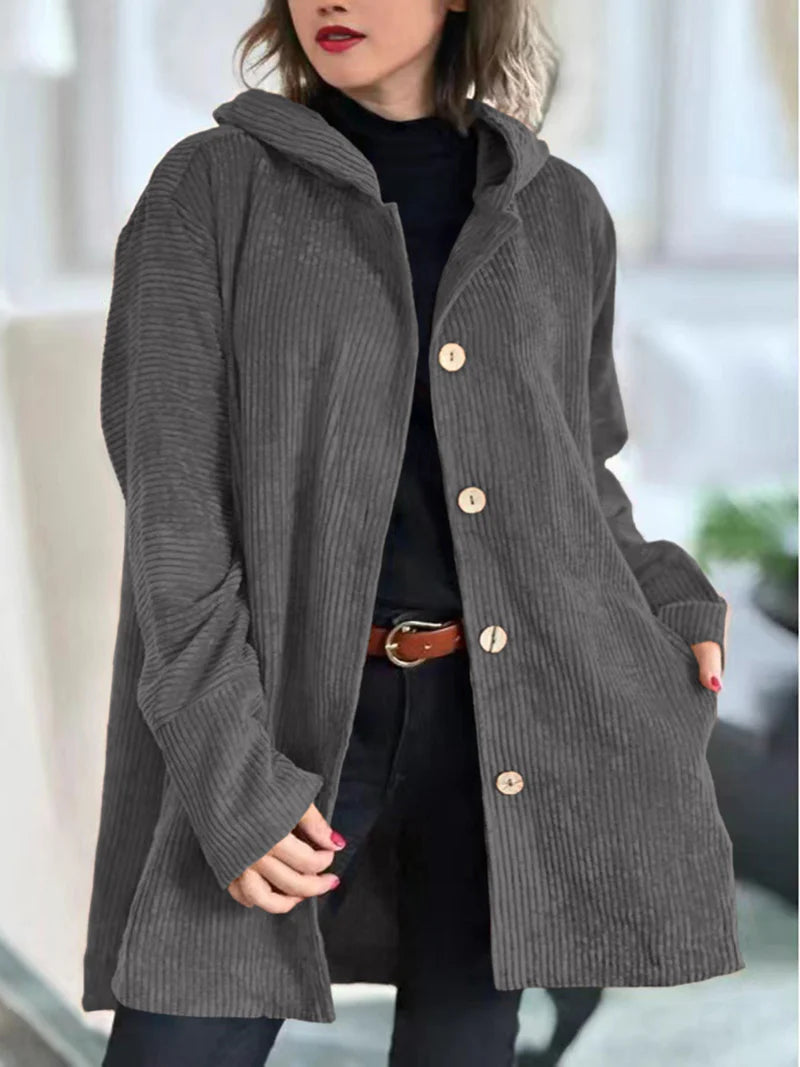 Christine - Gemütliche Cordjacke mit Kapuze