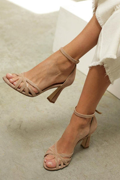 Elviera™ | Patchwork-Sandalen mit runder Zehe und dünnem Absatz