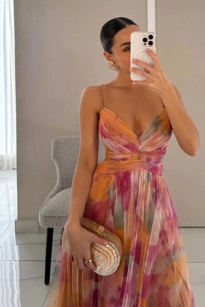 Esme - Fließendes bedrucktes Kleid