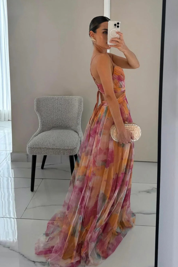Esme - Fließendes bedrucktes Kleid