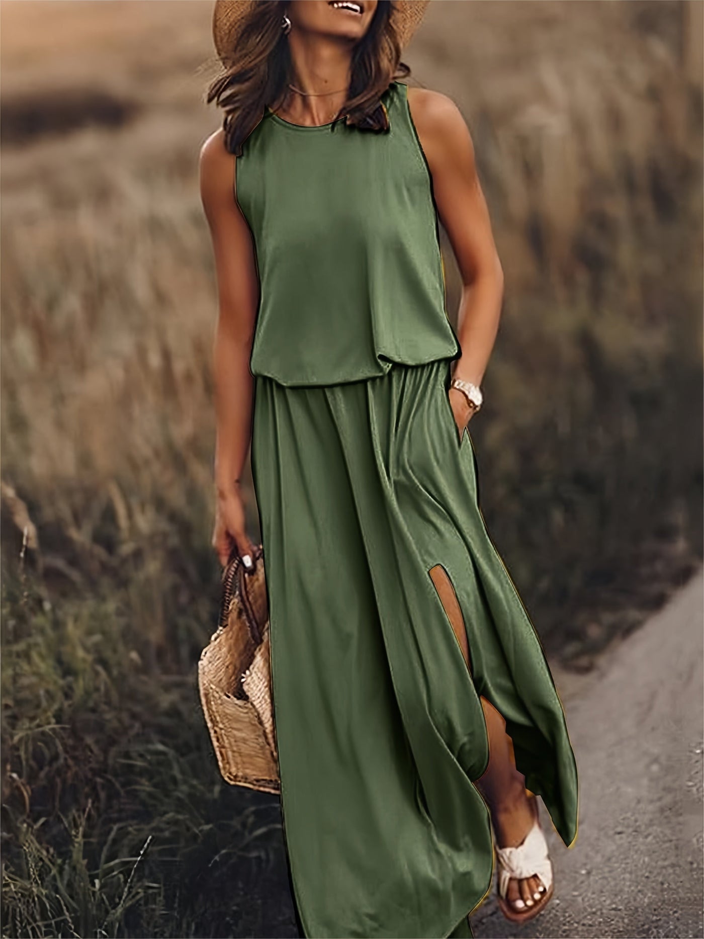 MINERVA I ÄRMELLOSES MAXIKLEID
