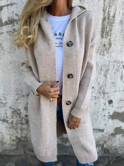Caroline - Strickmantel mit Kapuze und Taschen