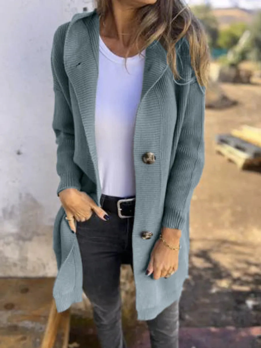 Caroline - Strickmantel mit Kapuze und Taschen
