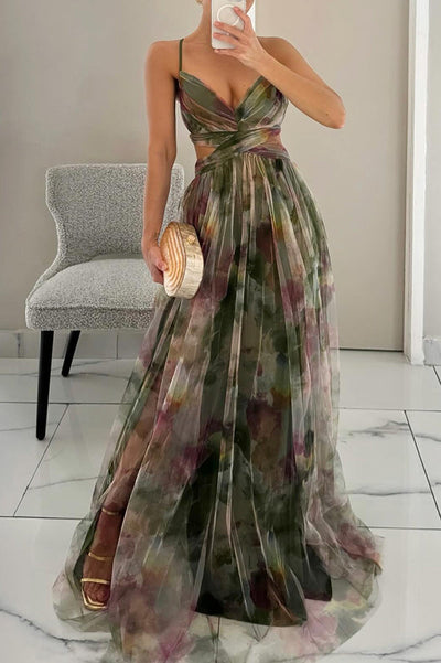 Esme - Fließendes bedrucktes Kleid