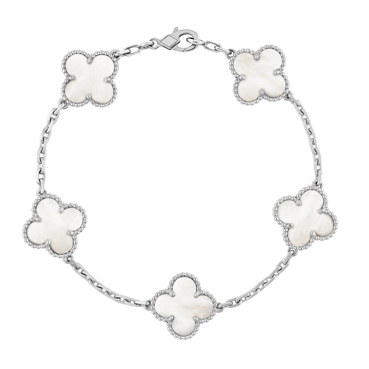 KLEEBLATT ARMBAND | SILBER WEISS