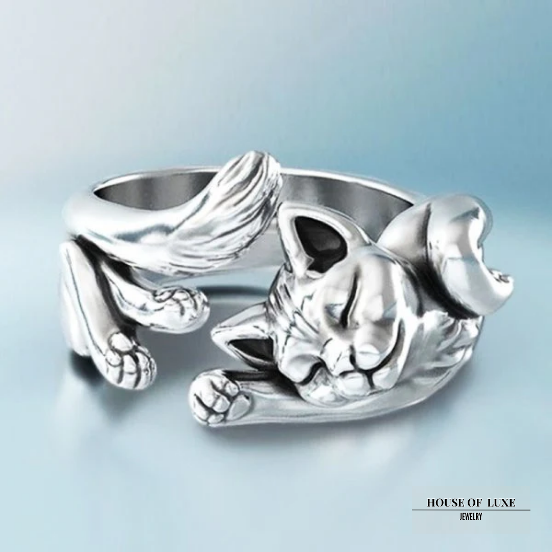 SILBER VINTAGE KATZE RING