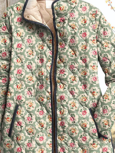 Women's Vintage Charming Jacket Kunstdruck mit Blumen
