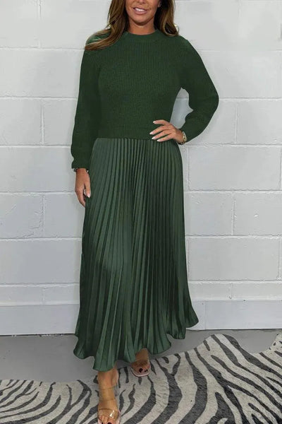 Emma - Kleid mit versenktem Streifenmuster und Faltenrock