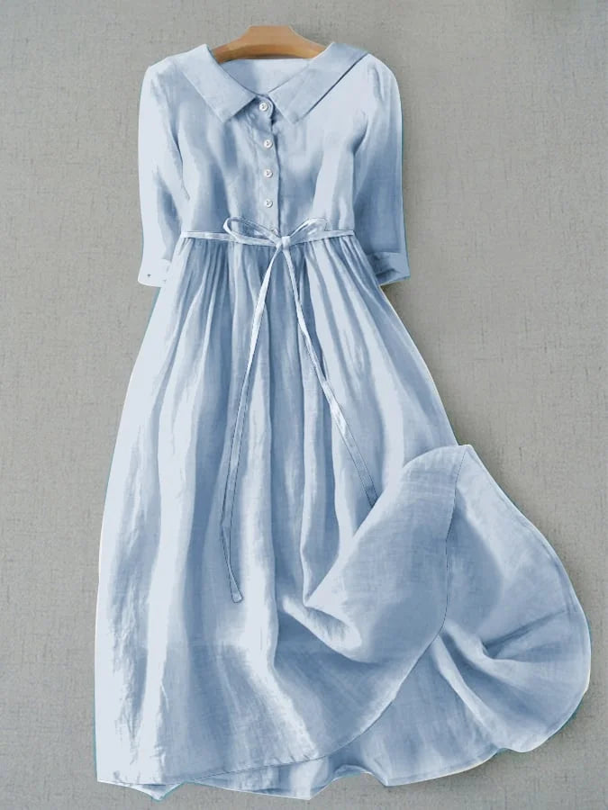 Lux - Elegantes Kurzarmkleid mit Schnürung in der Taille