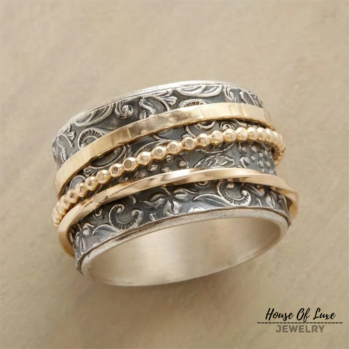 STRAHLEN - VINTAGE-RING AUS GOLD UND SILBER