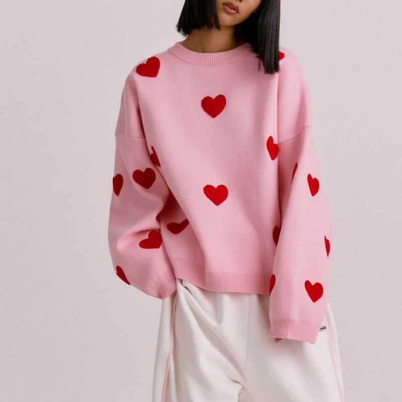 Angiola - Lässiger Pullover mit Herzmuster
