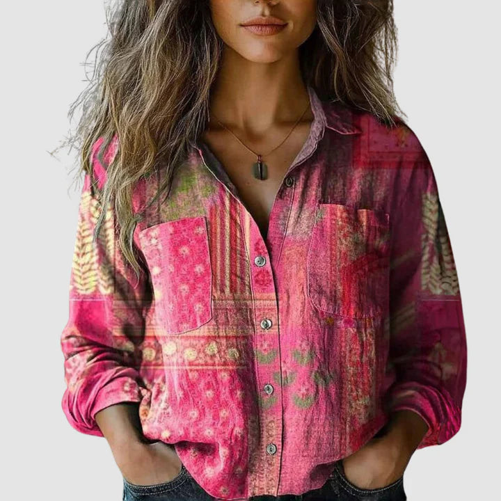 Selene | Retro Bedruckte Bluse