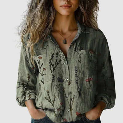 Selene | Retro Bedruckte Bluse