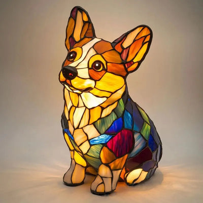 Einzigartige Glas-Mosaiklampe in Corgiform