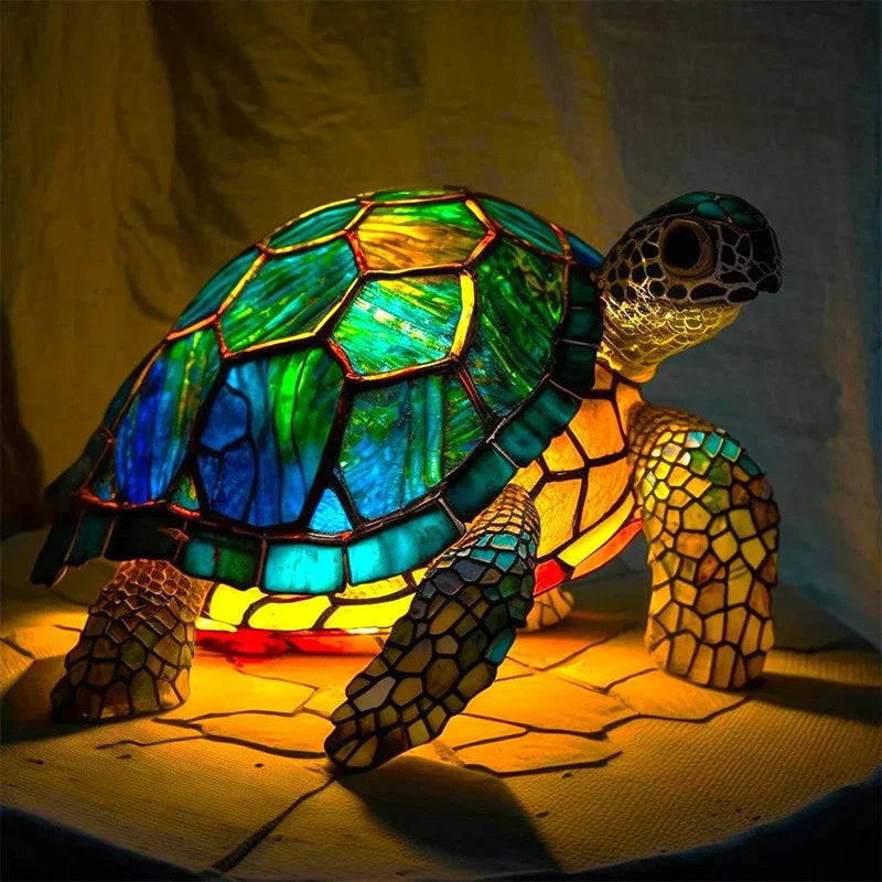 Einzigartige Glasmosaik-Schildkrötenlampe