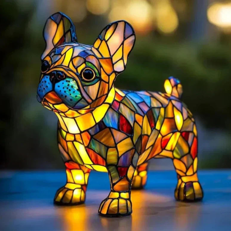 Einzigartige Glas-Mosaiklampe in Bulldoggenform