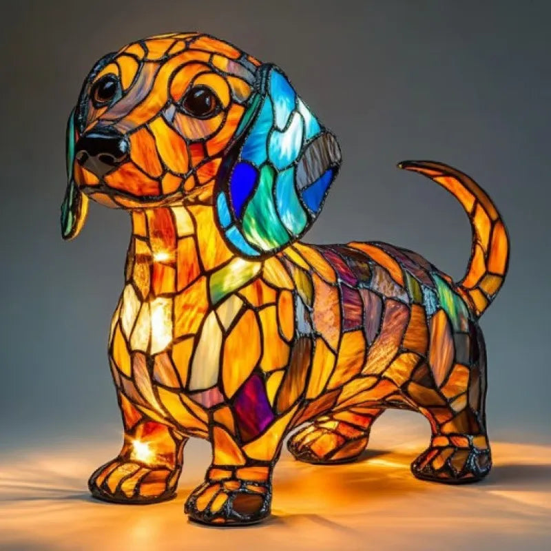 Einzigartige Glas-Mosaiklampe in Dackel-Form