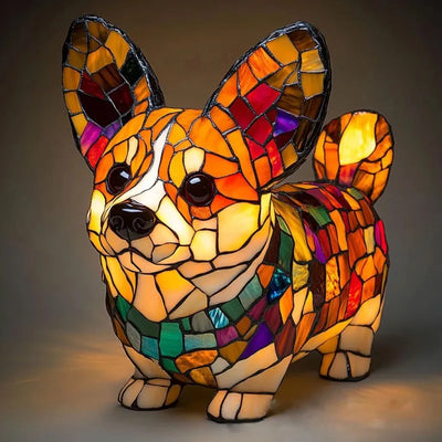 Einzigartige Glas-Mosaiklampe in Corgiform