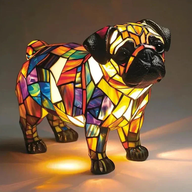 Einzigartige Mops Mosaiklampe