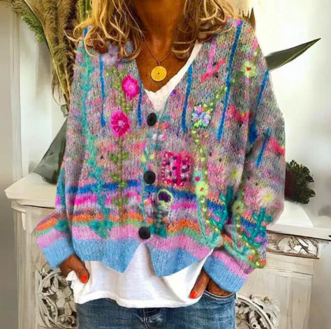 Evie | Geblümte Strickjacke