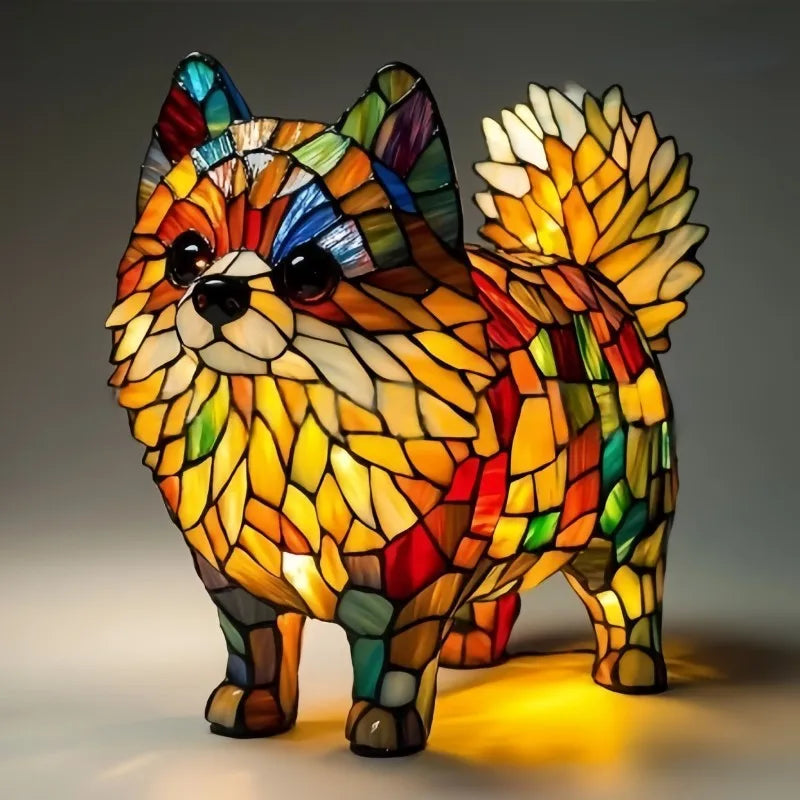 Sonnenstrahl Glas Mosaiklampe in Pomeranian-Form