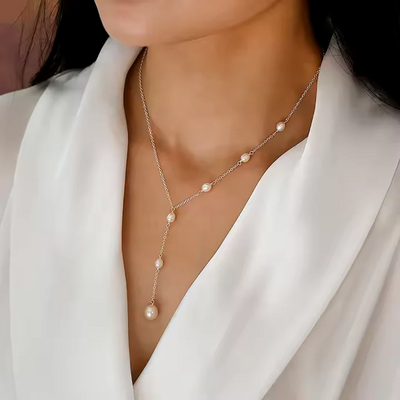 ELEGANTER RUBIN-ANHÄNGER & PERLENKETTE