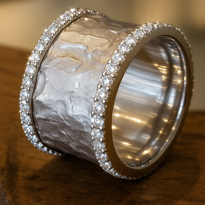 VINTAGE VERSILBERTER ZIRKONIA-RING