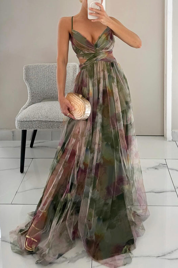 Esme - Fließendes bedrucktes Kleid