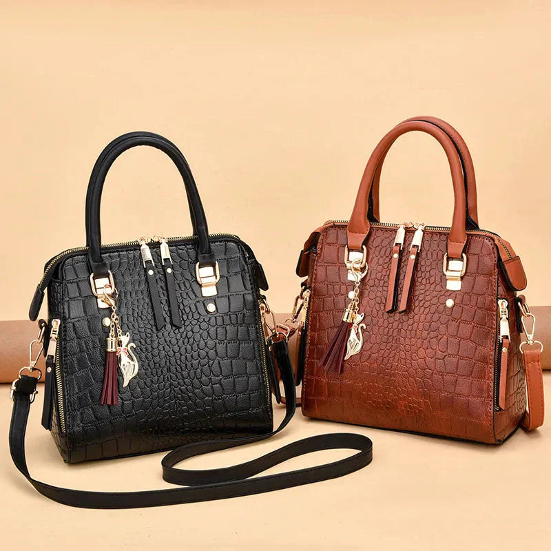 Agata™ | Tasche aus Leder mit Krokodilprägung
