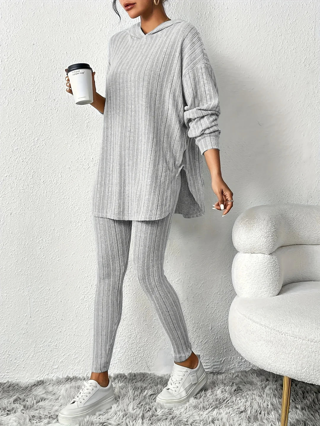 Anja - Geripptes Strick-Lounge-Set