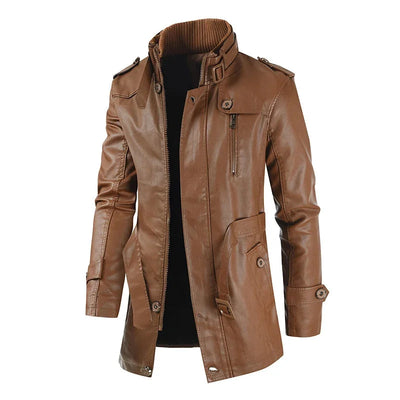 Elegante lange Bikerjacke aus Leder