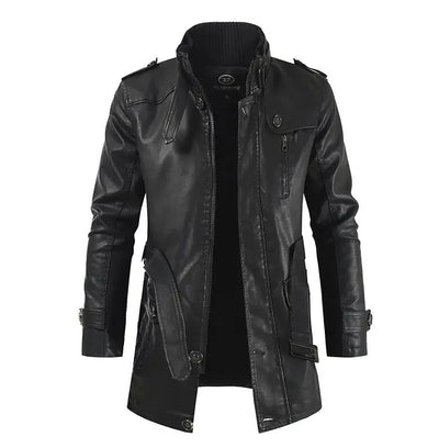 Elegante lange Bikerjacke aus Leder